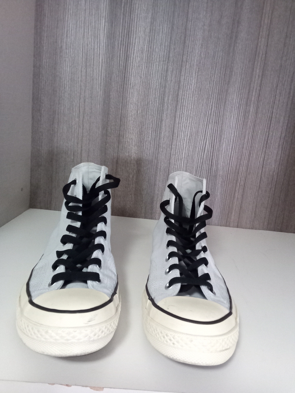 White High-Top Canvas Sneakers with Black Laces